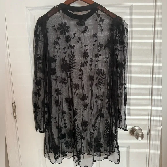 Free People Cecelia Sheer Mini Dress Black XS (Slip Not Included) - Picture 4 of 7